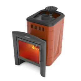 Дровяная печь для бани TMF Гейзер Мини 2016 Carbon Витра ЗК терракота